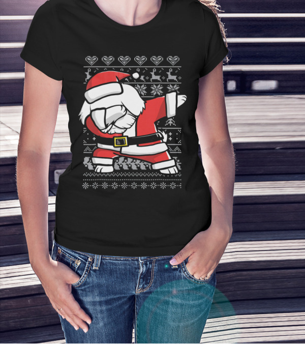 Maltese Santa Dab Reindeer Snowflakes Hearts Ugly T-Shirt
