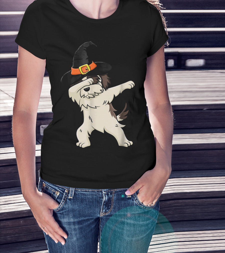 Dabbing Shih Tzu In Witch Hat Halloween T-Shirt