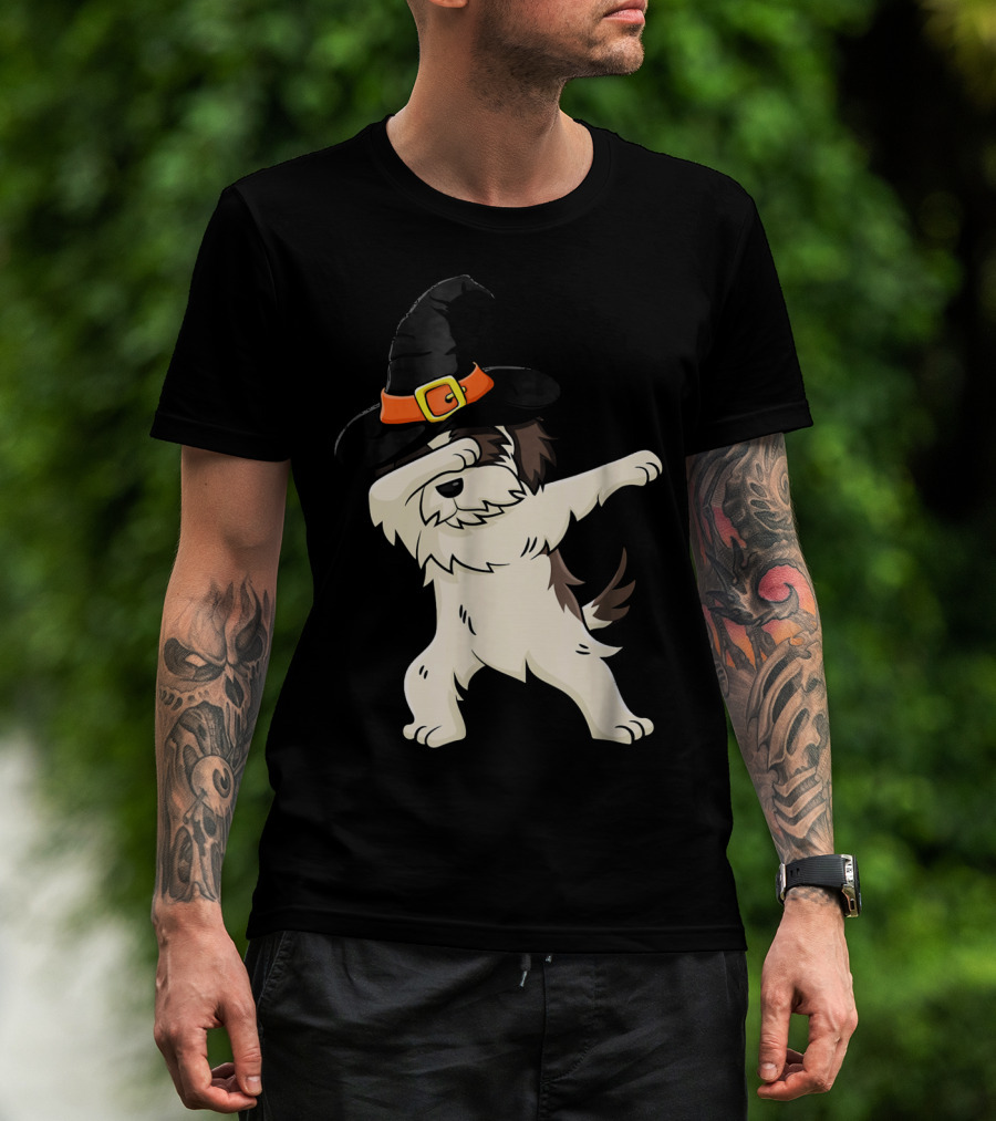 Dabbing Shih Tzu In Witch Hat Halloween T-Shirt