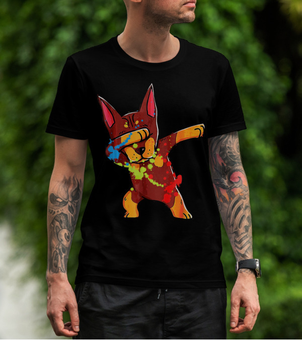 Doberman Pinscher Colorful Dabbing Funny Dab Dance T-Shirt