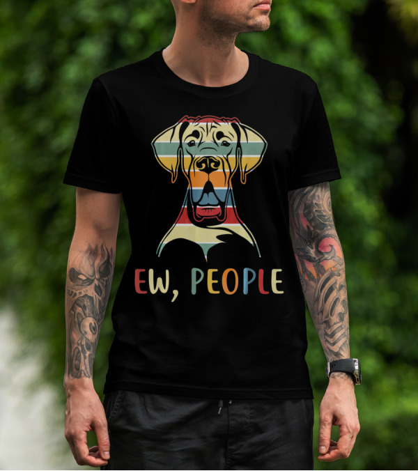 Ew People Funny Great Dane Striped Retro T-Shirt