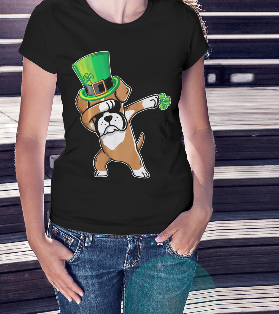 Funny Boxer Dog Dabbing St. Patrick's Day Dance T-Shirt