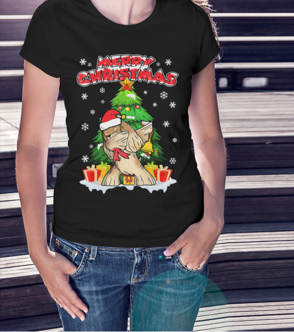 Merry Christmas Funny Dabbing Cocker Spaniel Holiday Tree Snowflakes Presents T-Shirt