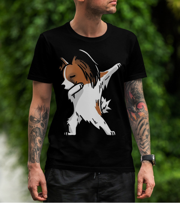 Funny Dancing Papillon Dog Birthday Celebration Party T-Shirt
