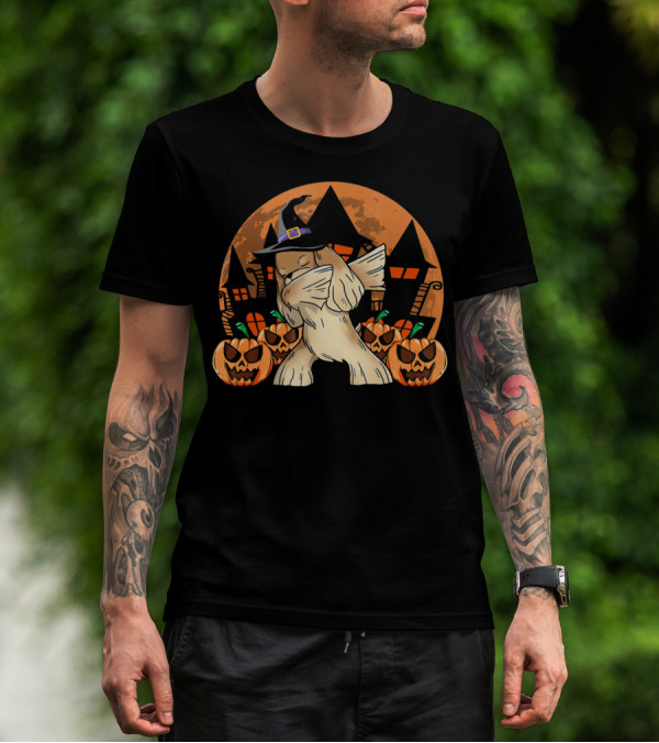 Halloween Dabbing Cocker Spaniel With Witch Hat And Jack-O'-Lanterns T-Shirt