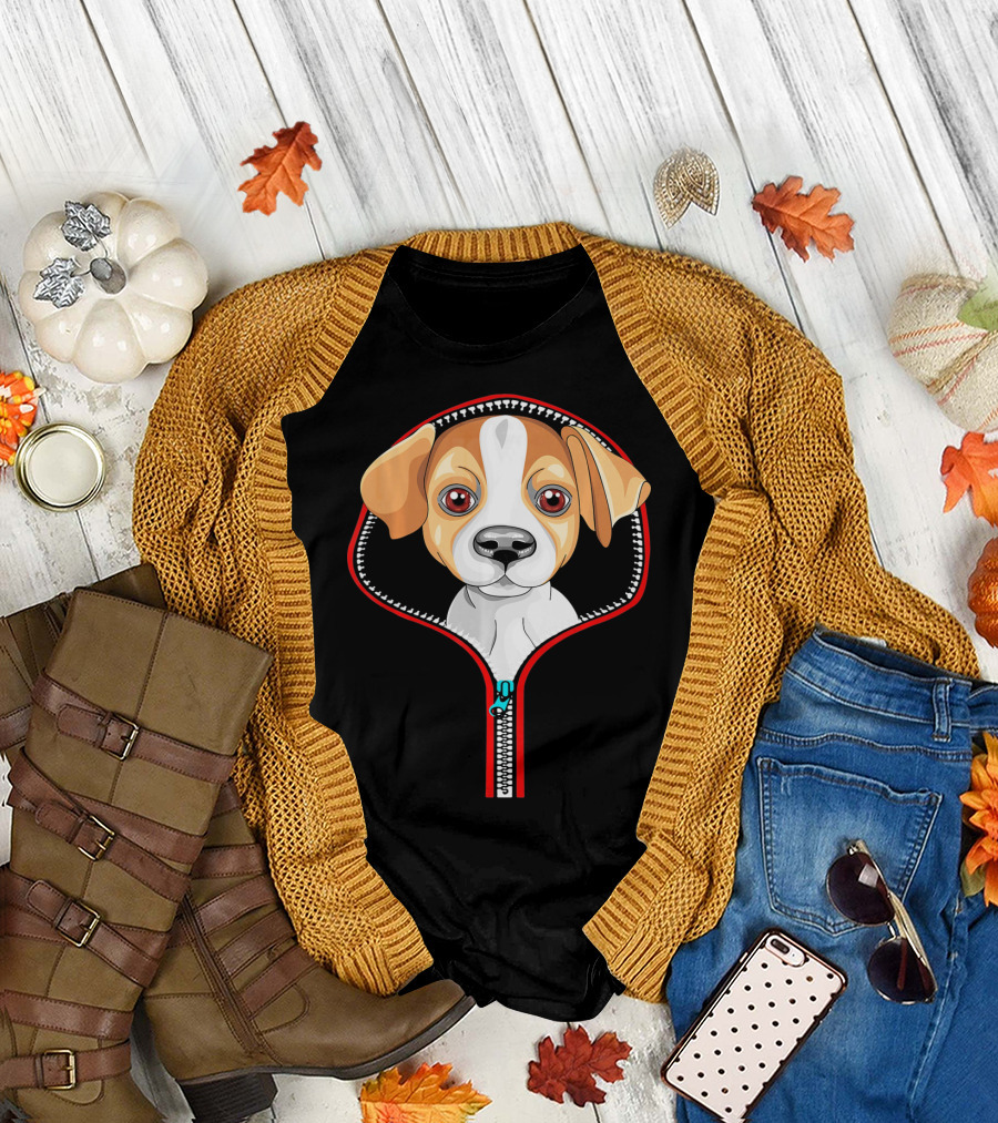 Funny Jack Russell Puppy in Zipper T-Shirt