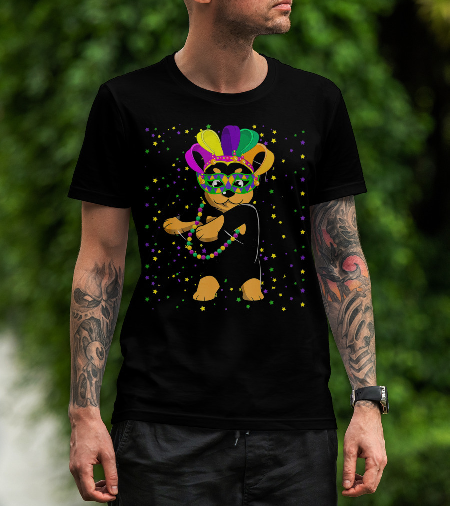 Rottweiler Flossing Beads Jester Hat Mardi Gras Fun T-Shirt