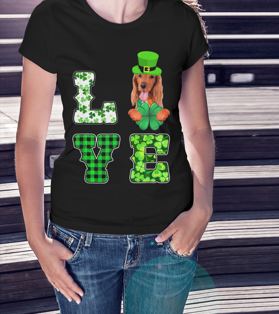 LOVE Funny St Patricks Day Cocker Spaniel Lover T-Shirt