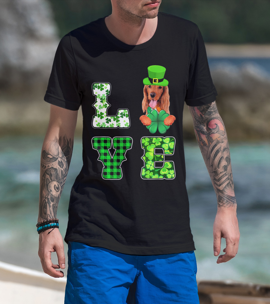 LOVE Funny St Patricks Day Cocker Spaniel Lover T-Shirt