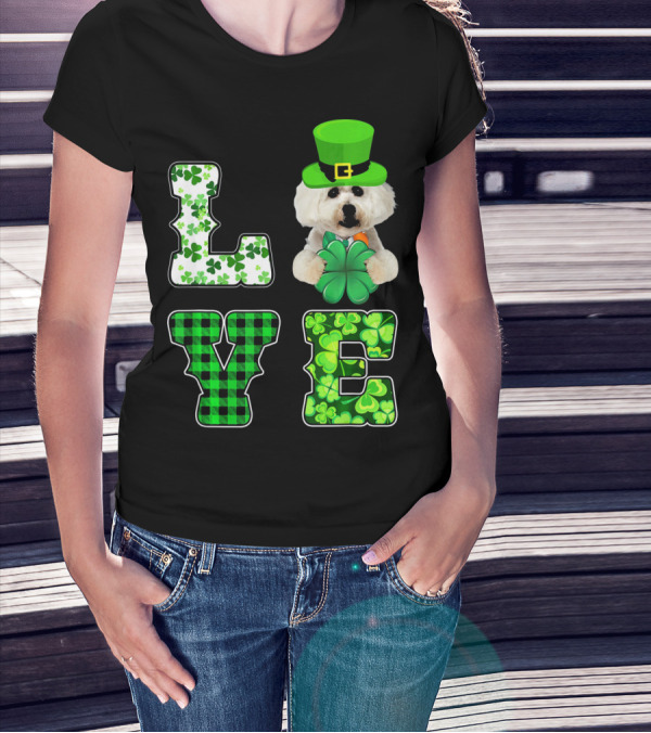 Funny St Patricks Day Maltese Love Shamrock Clovers T-Shirt