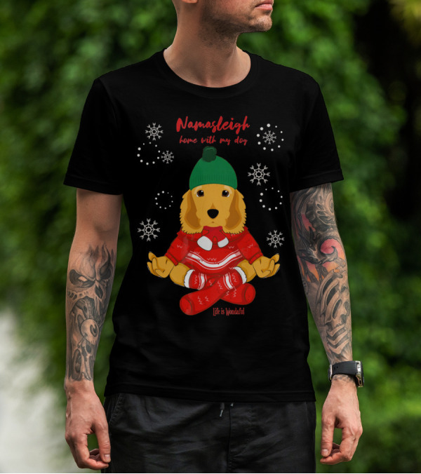 Namasleigh Cocker Spaniel Love Christmas Yoga Dog Life Is Wonderful T-Shirt