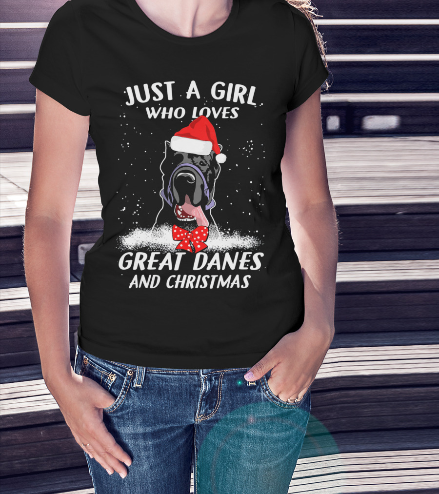 Just A Girl Who Loves Great Danes And Christmas T-Shirt