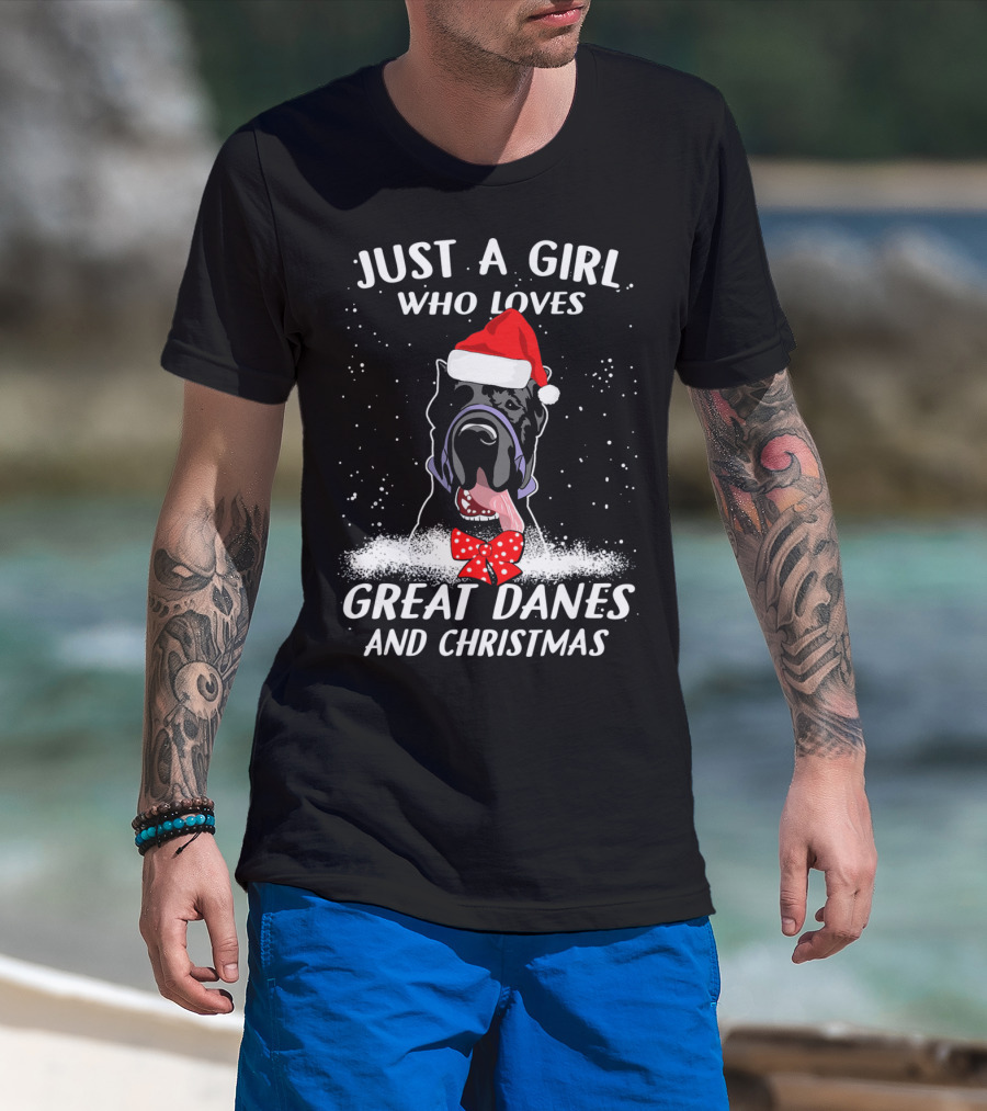 Just A Girl Who Loves Great Danes And Christmas T-Shirt
