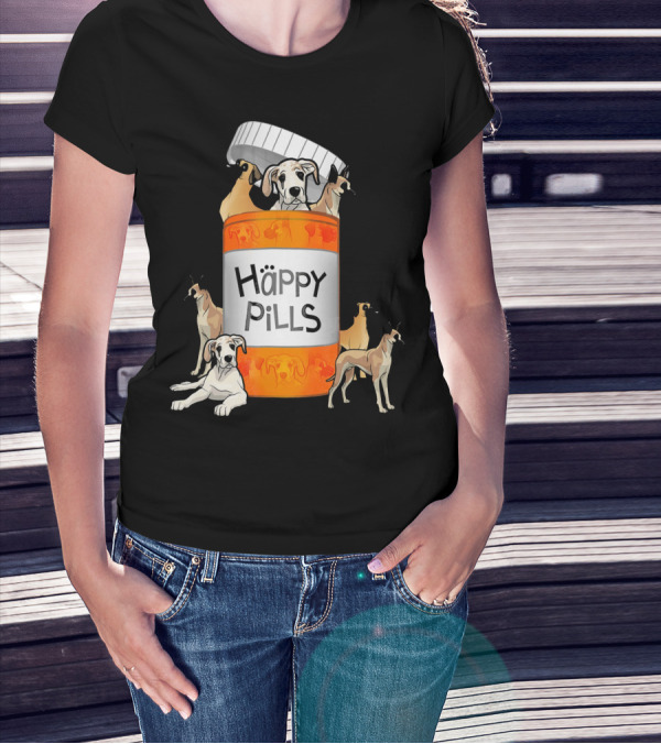 Great Dane Dog Happy Pills Prescription Bottle T-Shirt