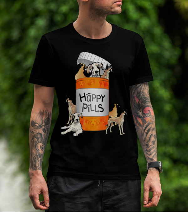 Great Dane Dog Happy Pills Prescription Bottle T-Shirt