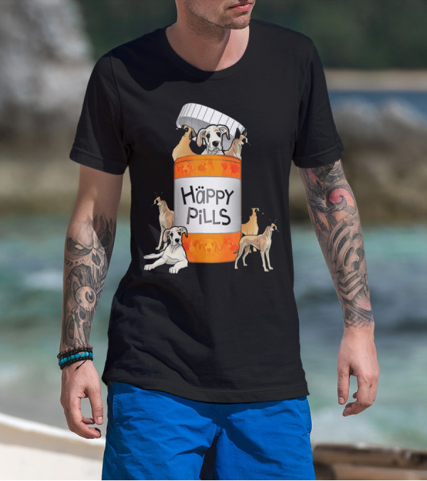 Great Dane Dog Happy Pills Prescription Bottle T-Shirt