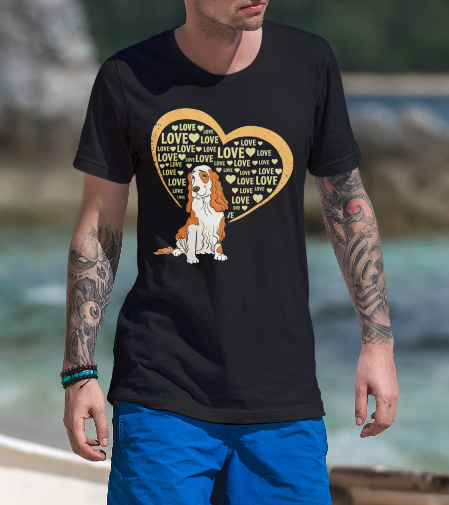 I Love Cocker Spaniel Dog Heart Love T-Shirt