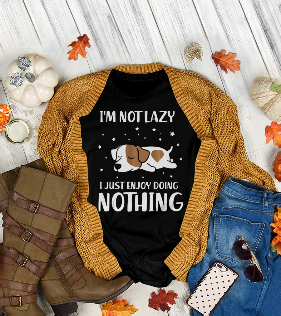 I'm Not Lazy I Just Enjoy Doing Nothing Sleeping Jack Russell Dog T-Shirt