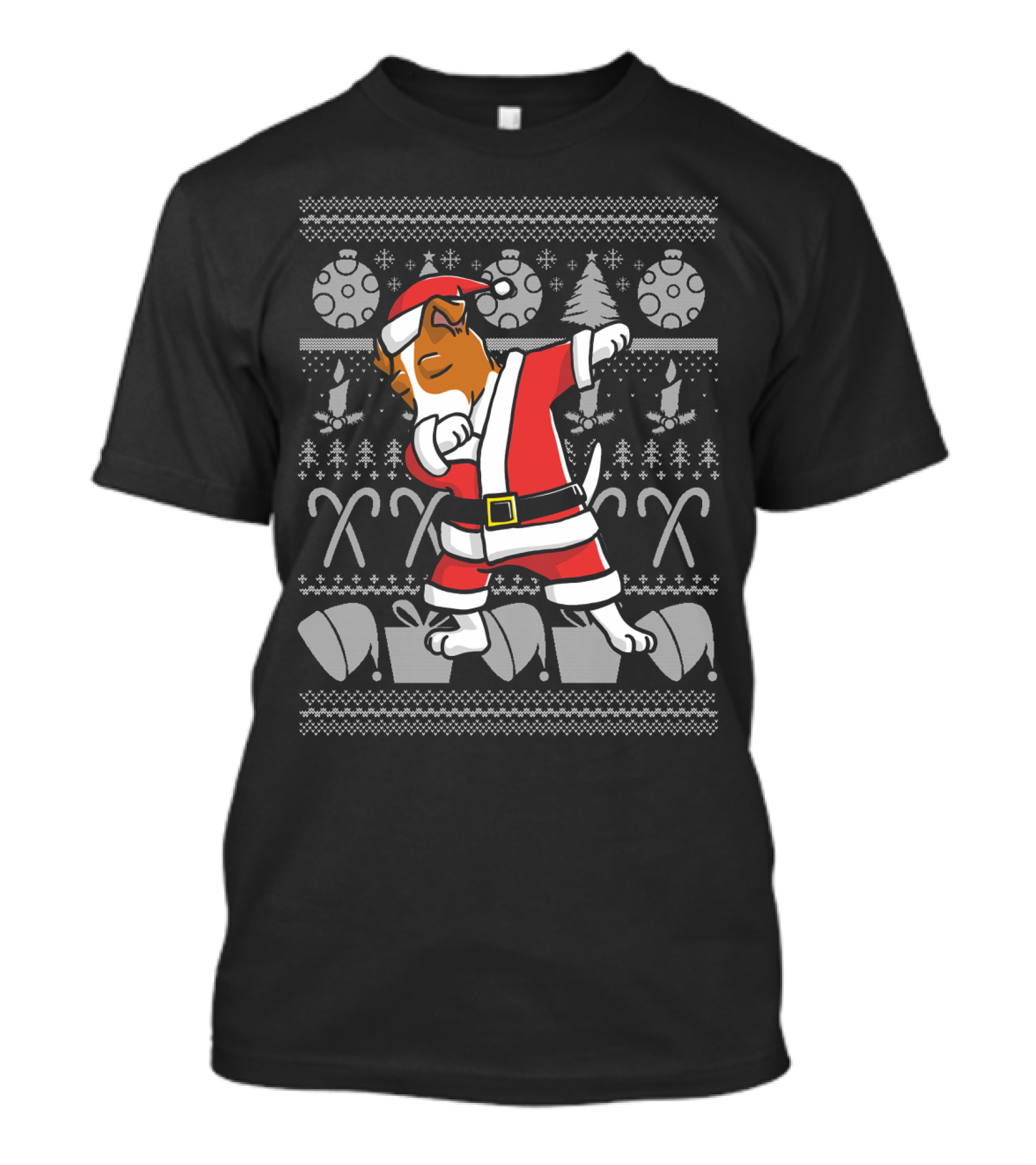Jack Russell Terrier Dabbing Santa Dog Christmas T-Shirt
