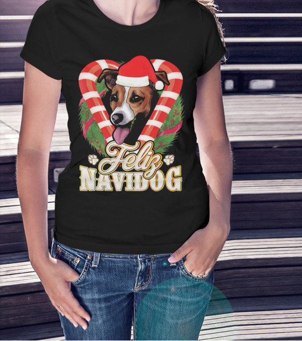Feliz Navidog Jack Russell Terrier Santa Claus T-Shirt