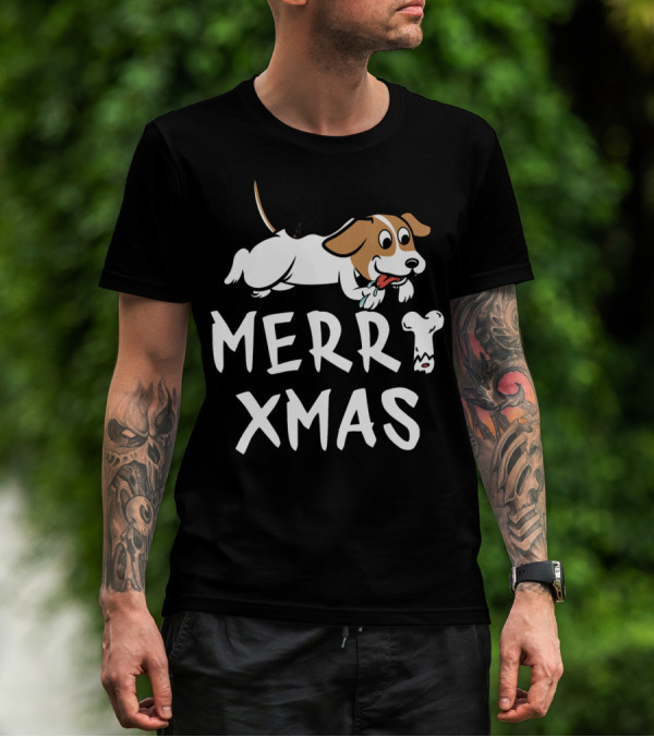 Jack Russell Terrier Merry Xmas With Bone T-Shirt