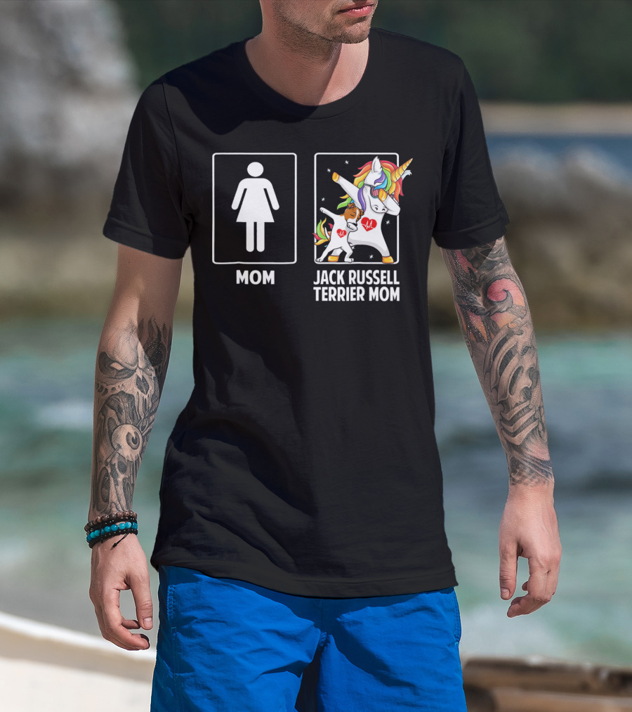 Jack Russell Terrier Mom Unicorn Dabbing With Colorful Mane And Stars T-Shirt