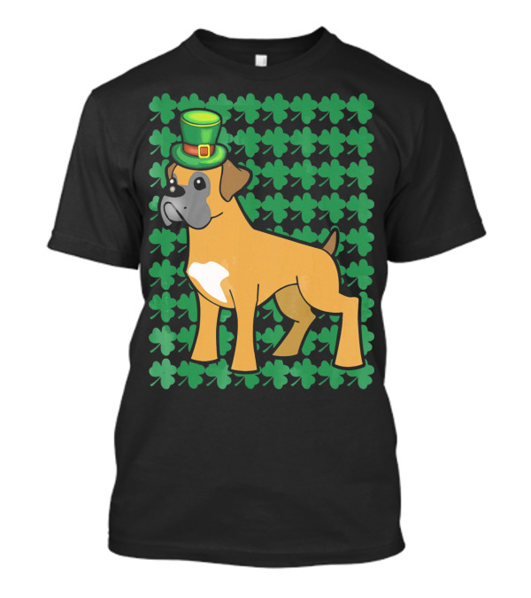 Leprechaun Boxer Dog With Clover T-Shirt