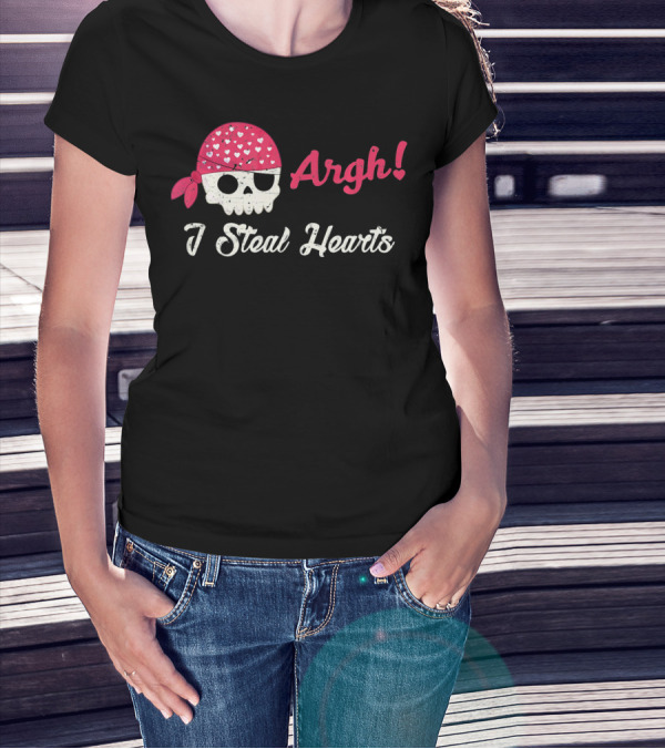 Argh I Steal Hearts Skull Bandana T-Shirt