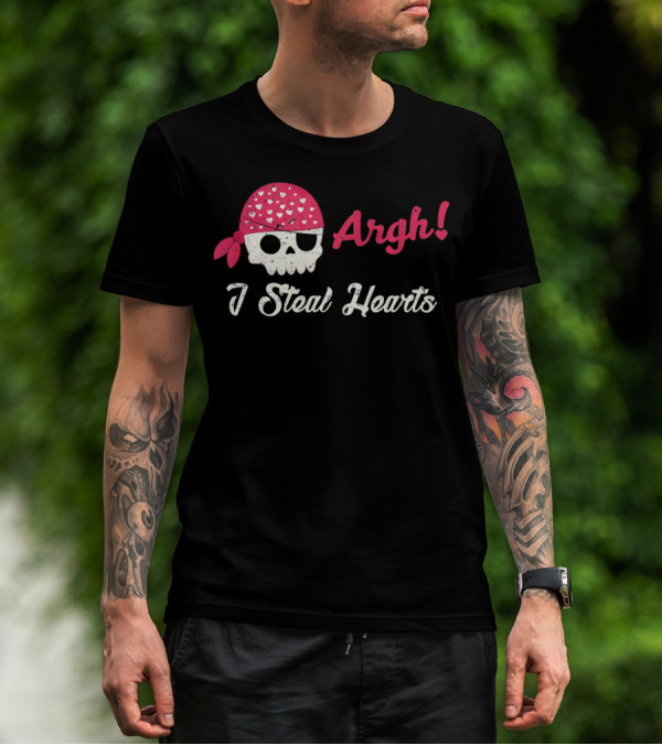 Argh I Steal Hearts Skull Bandana T-Shirt
