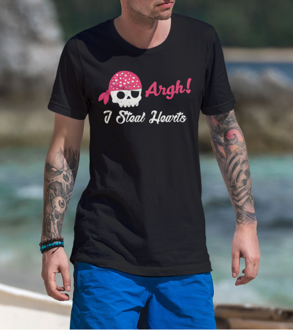 Argh I Steal Hearts Skull Bandana T-Shirt