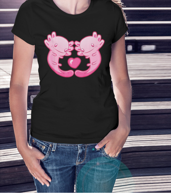 Axolotl Love Heart Cute Valentine's Amphibian T-Shirt