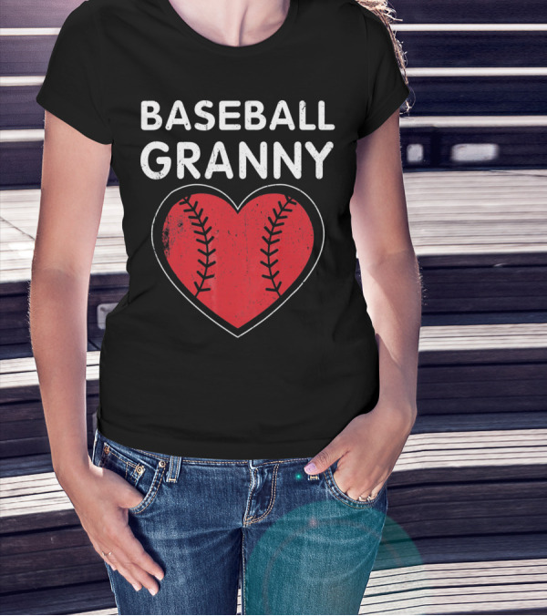 Baseball Granny Heart Birthday Valentine T-Shirt