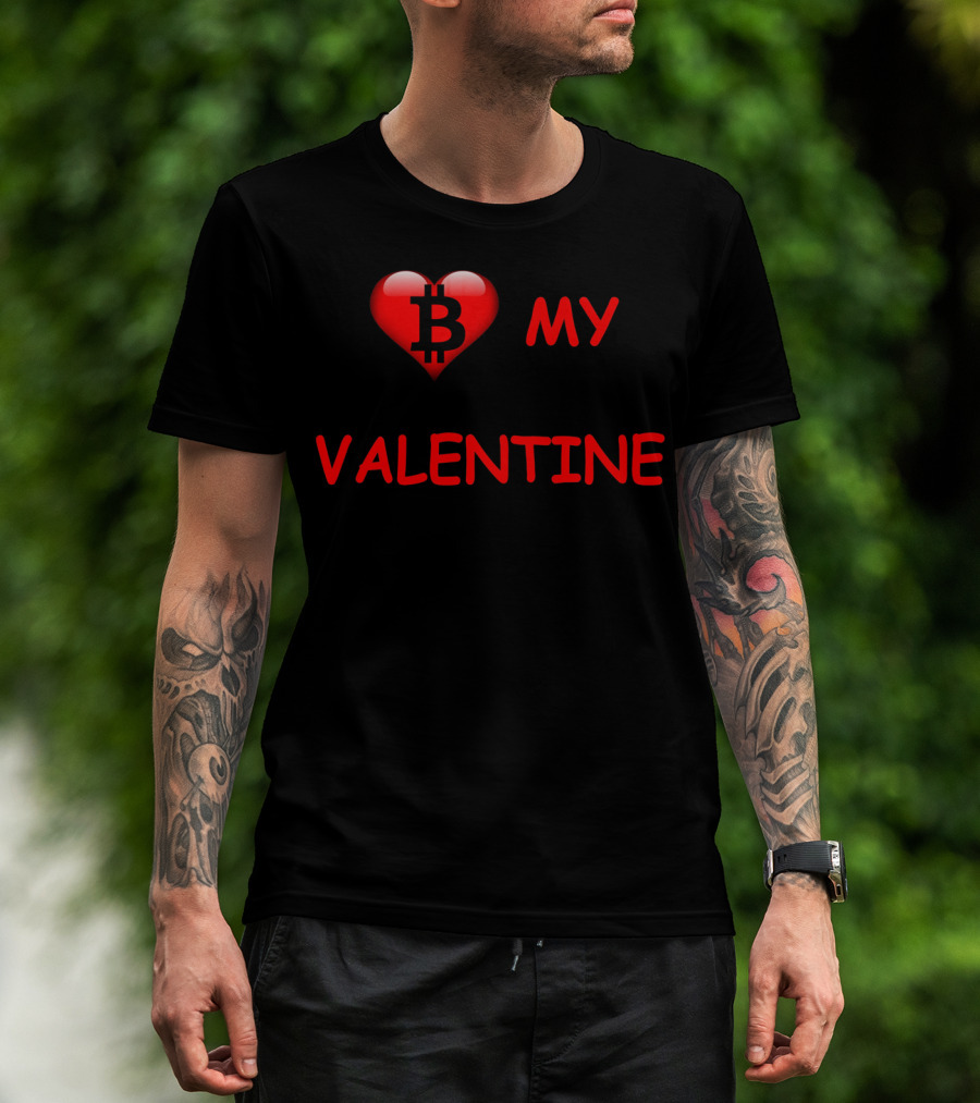 Be My Valentine Bitcoin Heart T-Shirt