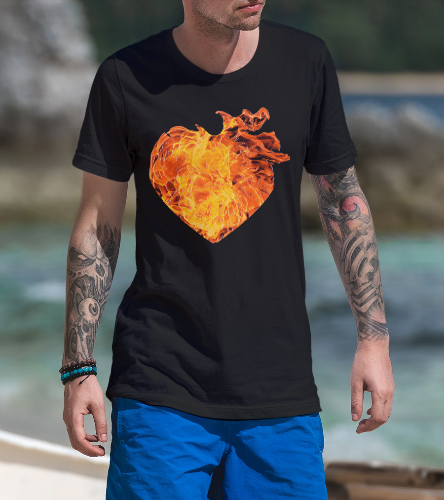 Valentines Day Big Heart Of Fire T-Shirt