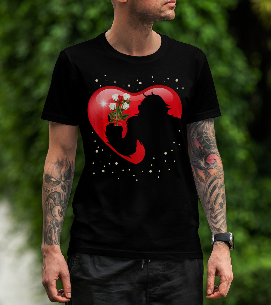 Bigfoot Red Heart White Flower Valentine's Day T-Shirt