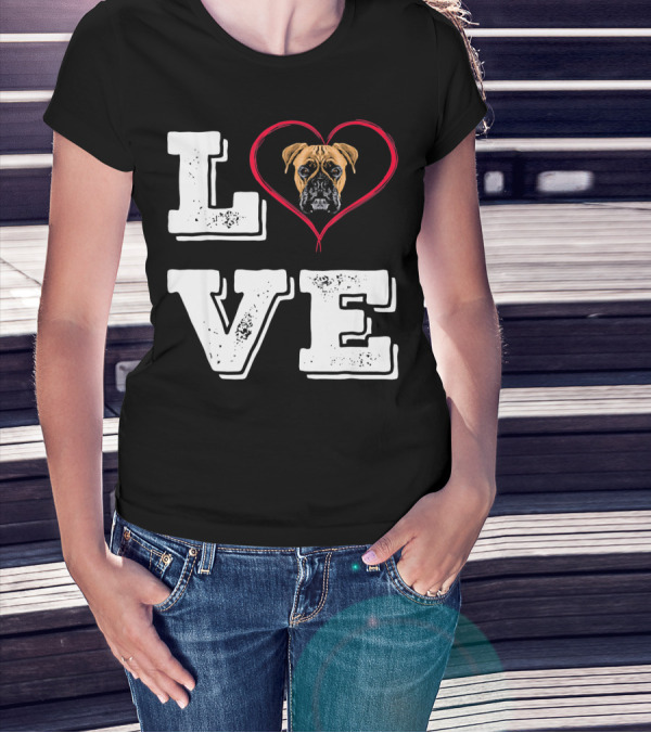 Boxer Dog Love Heart Va Dog Mom T-Shirt