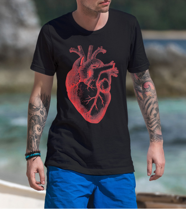 Boy Valentine Cool Men Anatomical Heart T-Shirt