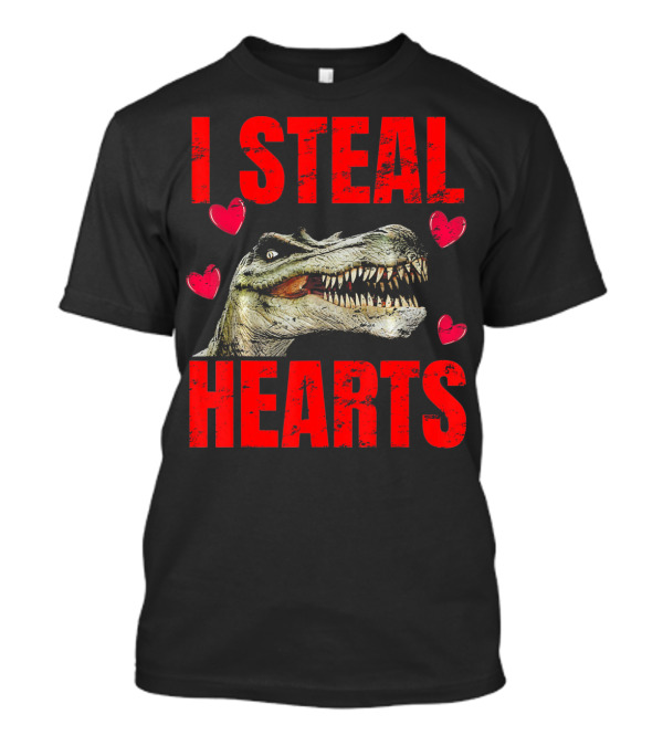 I Steal Hearts Dinosaur Valentines Boys T-Shirt