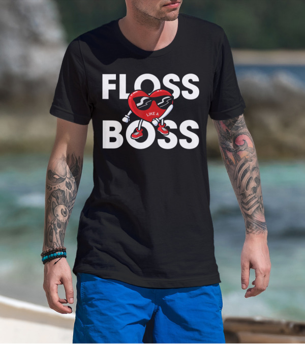 Floss Like A Boss Boys Valentines Day Kids Heart T-Shirt