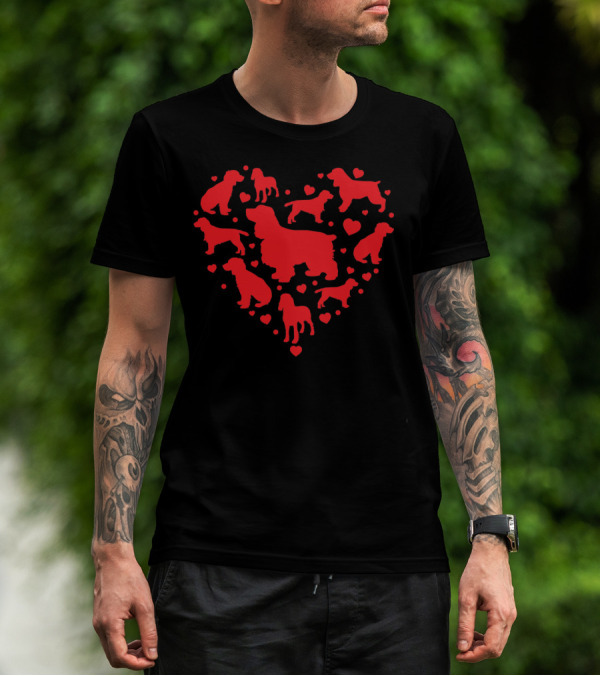 Cocker Spaniel Heart Silhouette Valentines Day T-Shirt
