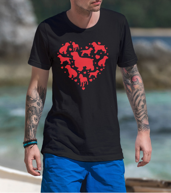 Cocker Spaniel Heart Silhouette Valentines Day T-Shirt