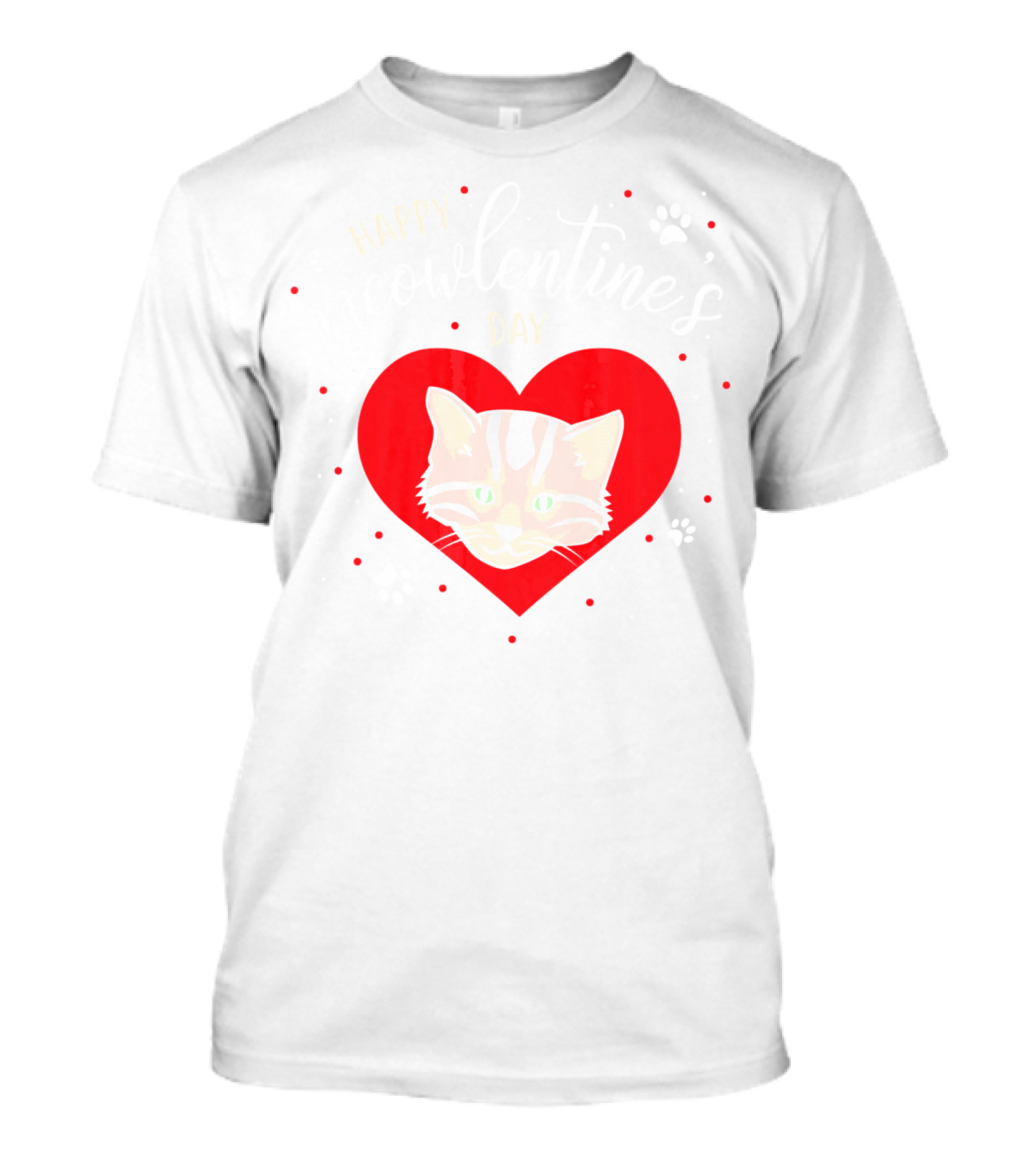 Happy Meowlentines Day Cat Heart Paws T-Shirt
