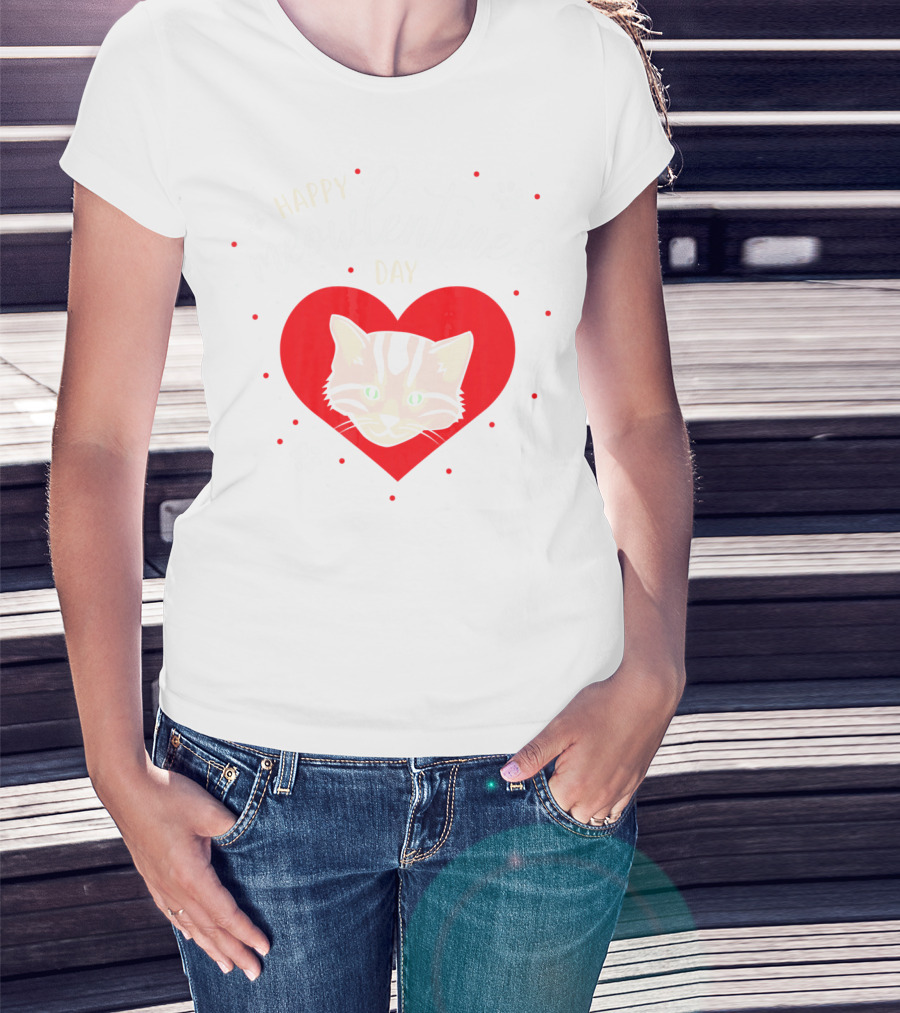 Happy Meowlentines Day Cat Heart Paws T-Shirt