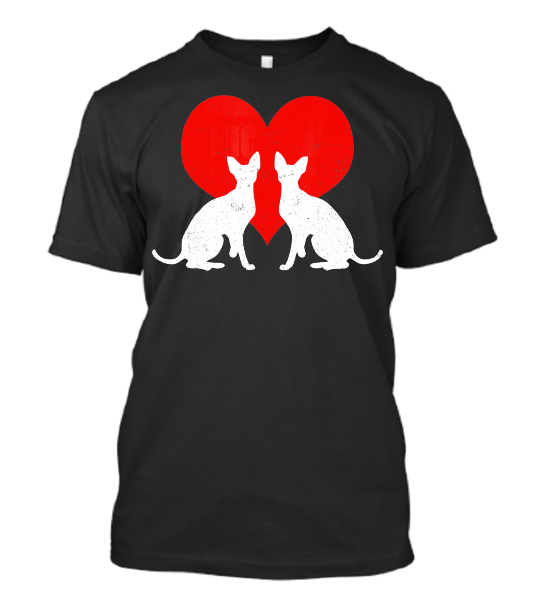 Cornish Rex Cats With Red Heart Valentines Day T-Shirt