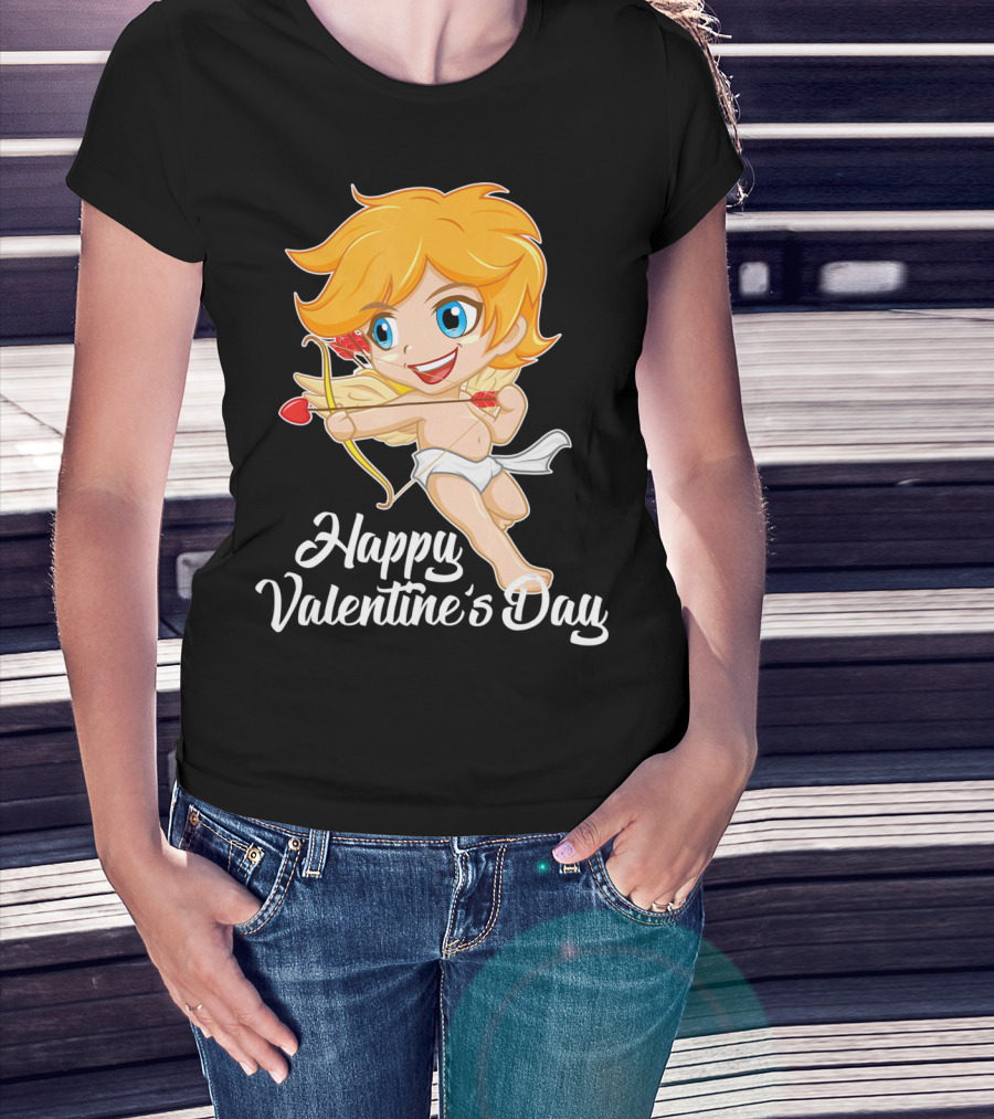 Happy Valentine's Day Cupid Bow And Heart Arrow T-Shirt