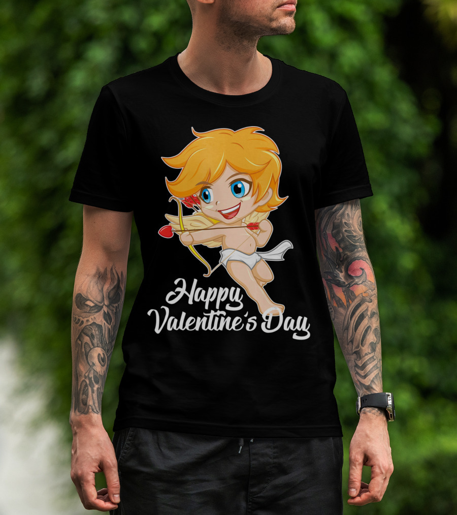 Happy Valentine's Day Cupid Bow And Heart Arrow T-Shirt