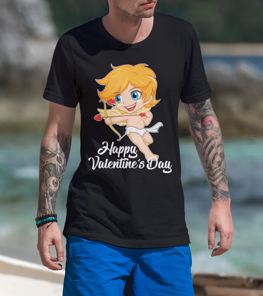 Happy Valentine's Day Cupid Bow And Heart Arrow T-Shirt