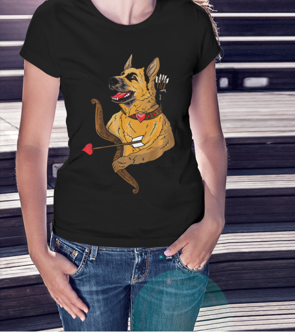 Cupid German Shepherd With Bow And Heart Arrow Dog Lovers T-Shirt