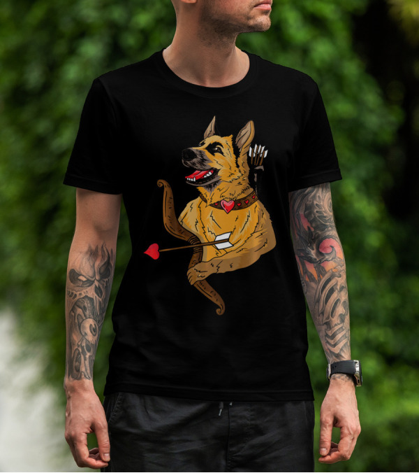 Cupid German Shepherd With Bow And Heart Arrow Dog Lovers T-Shirt