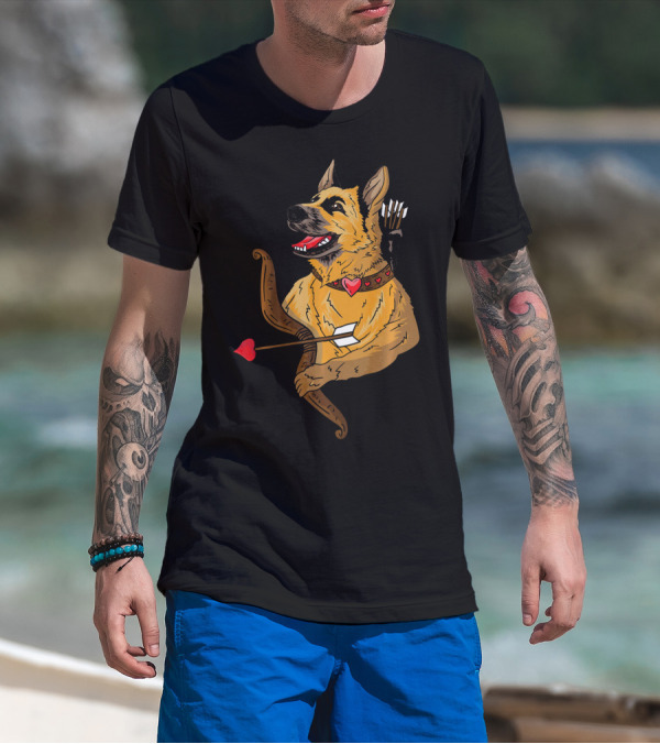Cupid German Shepherd With Bow And Heart Arrow Dog Lovers T-Shirt